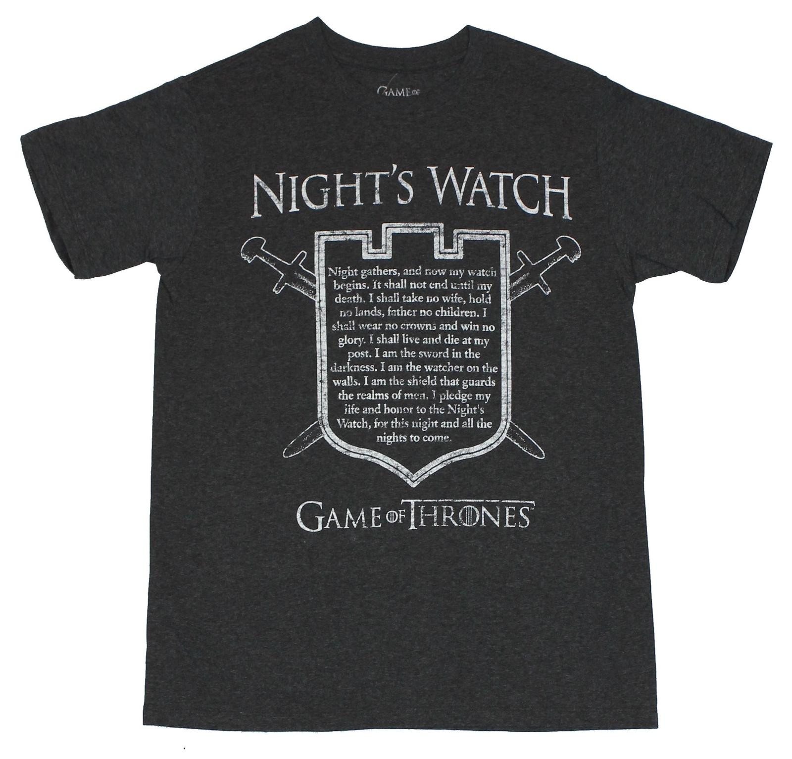 Game of Thrones Mens T-shirt The Night Watch Oath in Shield Image M