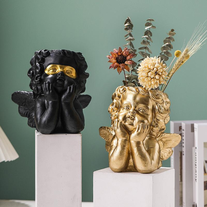 Ghiveci de flori cu înger drăguț Ghiveci suculent Jardinier din rășină Decor pentru interior Decorație de interior Ornamente de birou Ghiveci pentru plante bonsai