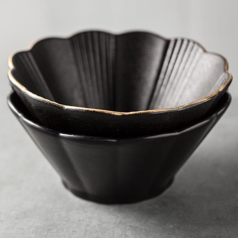 Japanese Retro Ramen Bowl Soup Bowl Black 7.5 Inch Creative Personality Hat Bowl Oblique Phnom Penh Ceramic Rice Bowl