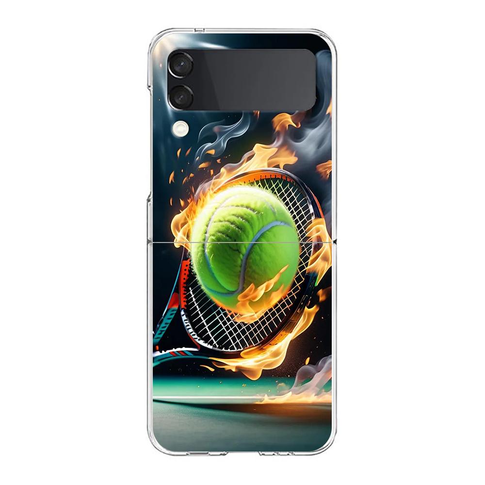 Phone Cover For Samsung Galaxy Z Flip 6 5 4 Case Transparent For Samsung Z Flip 3 Hard PC Foldable Shell Tennis Sport Capas Bags
