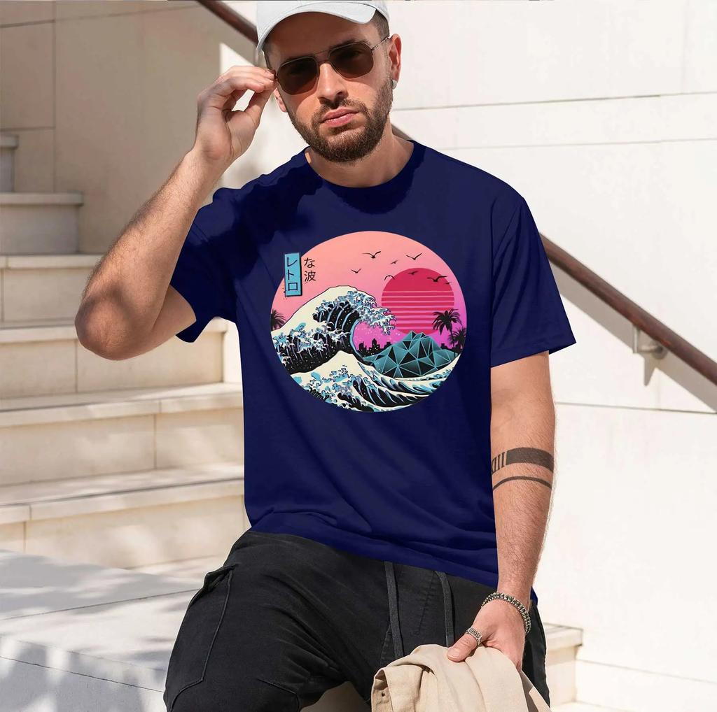 The Great Retro Wave 2026 New Fashion Heavyweight Hot Selling Retro Printed Pattern Fun Round Neck Tshirt For Daily Comfort