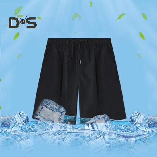 Pantaloni scurți pentru bărbați, talie reglabilă cu cordon, pantaloni casual cu buzunare întărite, culoare solidă, pantaloni scurți largi de vară sport