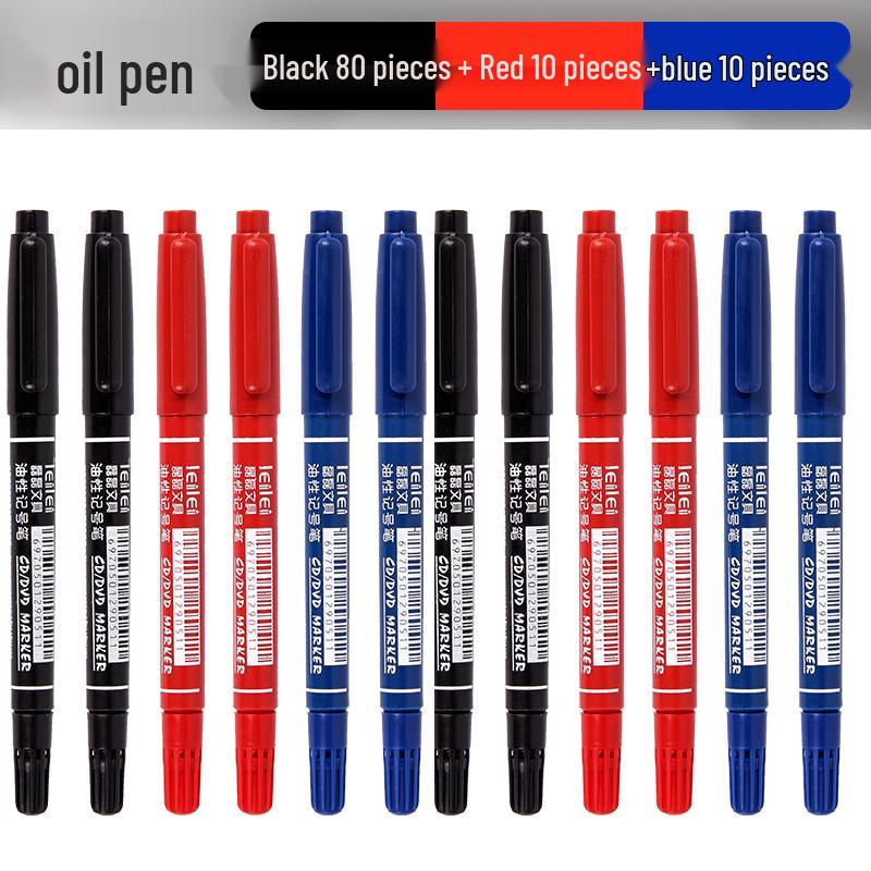 **Çift Uçlu Küçük Çocuk Çizim Kalemi - Siyah/Kırmızı/Mavi, İnce Uçlu, Su Bazlı**