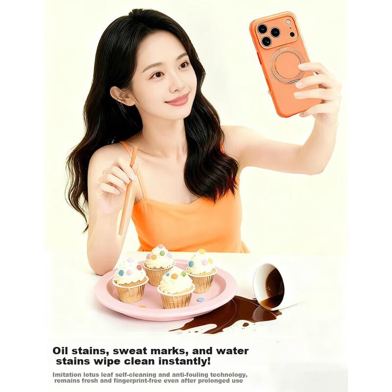 Coolmeng Pivot Case for iPhone 17 Pro Liquid Silicone Full-Cover Lens Protective Shockproof Skin-Friendly Magnetic Stand Premium Unisex
