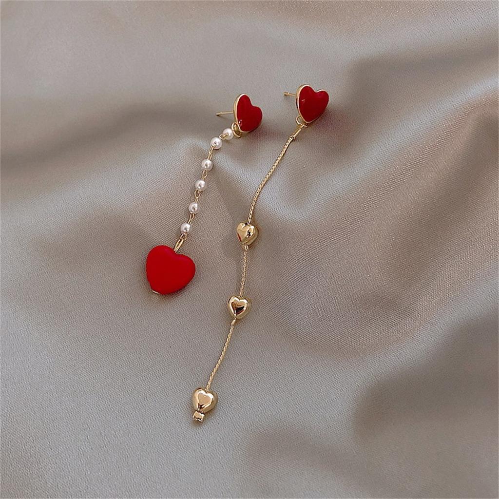 Korean Asymmetric Hollow Black Heart Dangle Earrings For Women Temperament Exaggerated Love Heart Drop Earrings Wedding Jewelry
