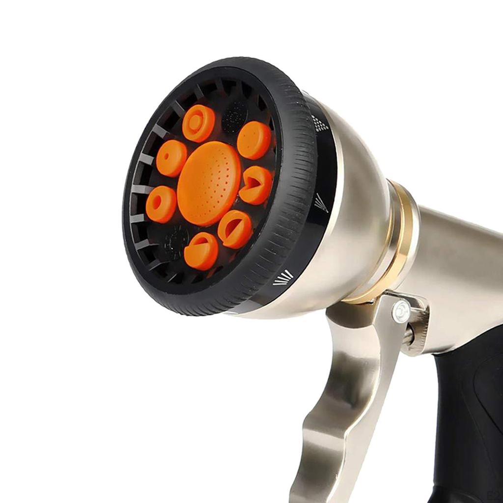 Pressure Garden Ring Hose Spray Nozzle 9 Adjustable Patterns, Anti-Rust Non-, Made of Alloy
