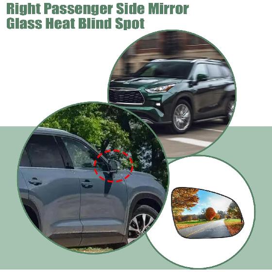 Right Passenger Side Mirror Glass Heat Blind Spot 89731-0E371 Compatible with Toyota Highlander 2020 2021 2022 2023 2024 Right Side Mirror Glass Rear