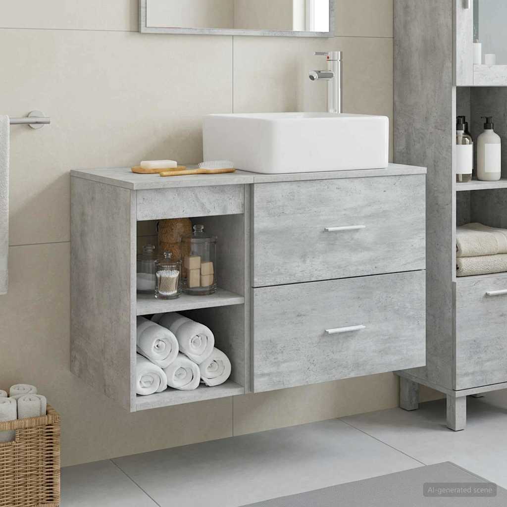 Bathroom Furniture Set 2 Pcs Concrete Grey Wood Based Material