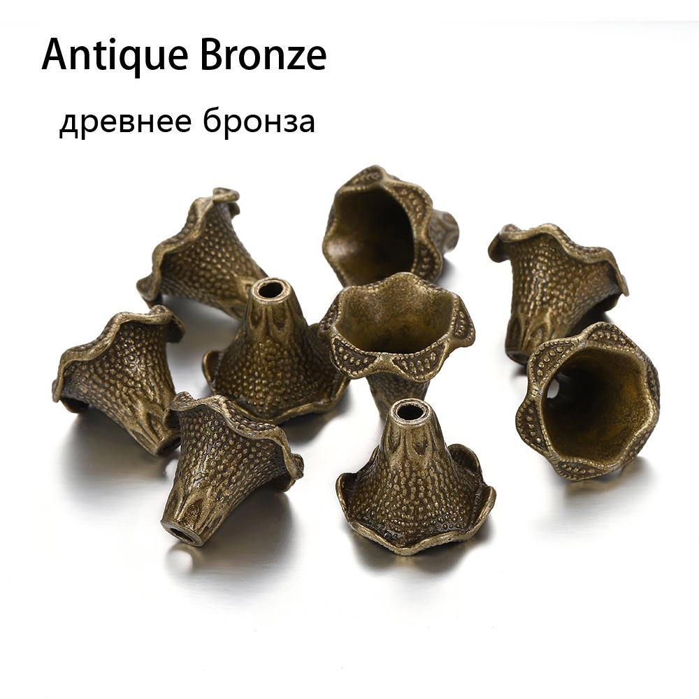 2Pcs Alloy Hollow Flower Beads Caps Various Shapes End Caps Connectors For DIY Earring Jewelry Making Accessroies Supplies