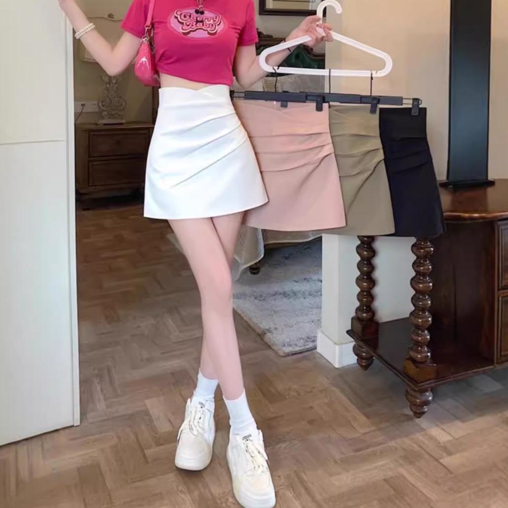 

Spring 2024 High-Waist Pleated A-Line Mini Skirt for Women - Korean Style XS