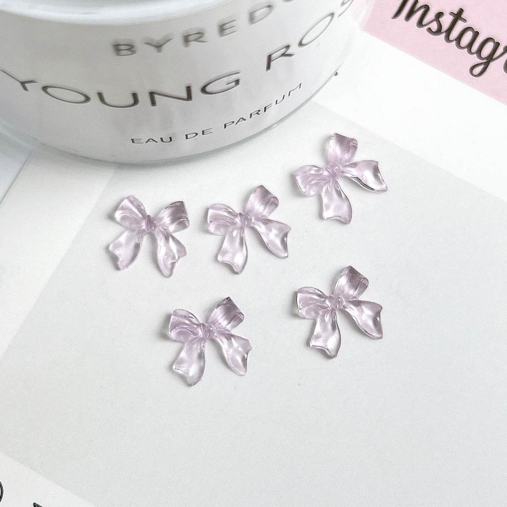 Jelly Color Ice Transparent Bowknot Nail Art Accessories Resin 3D Small Bow Versatile Ins Wearable Nail Decorations