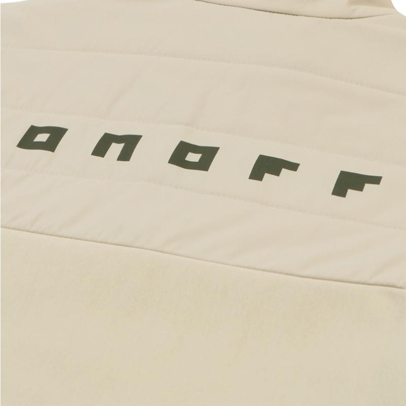 Onoff Men S Woven Color Block Half Zip Fleece T ShirT Of9103gb Beige