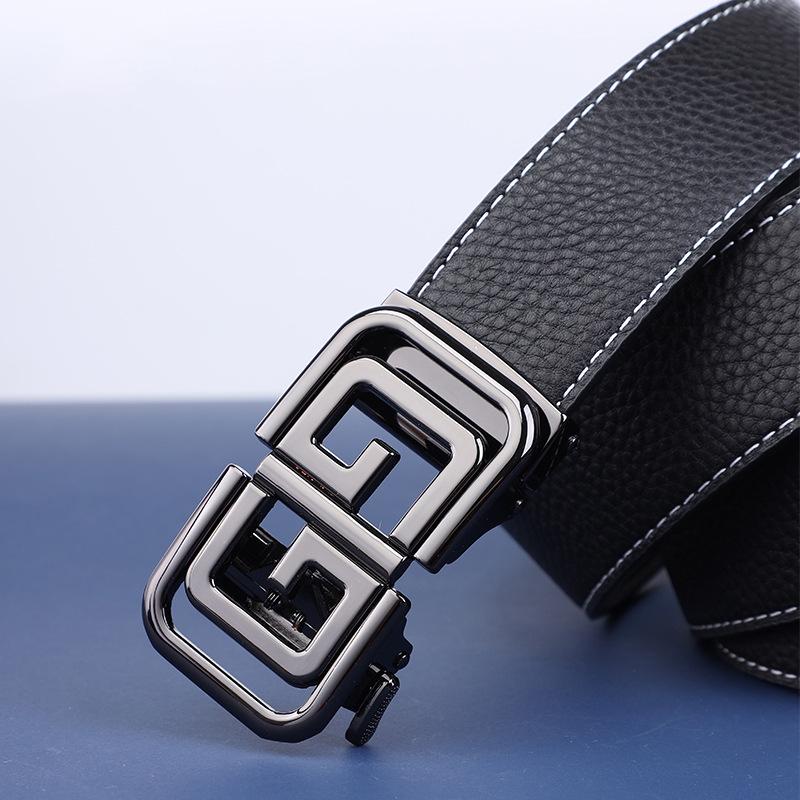 Men'S Belt First Layer Cowhide High-End Business Belt Travel Casual Versatile Automatic Buckle Belt New