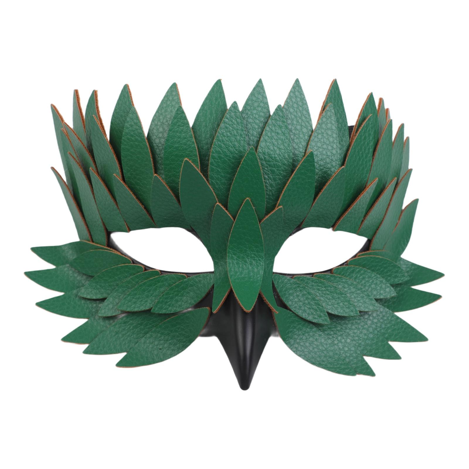 

Bird Beak Mask Half-Face Feather Mask Halloween Costume Accessory green