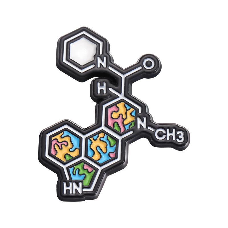 Fun Colorful And Chemistry Molecule Brooch Playful Cartoon Inspired Alloy Pin For Personal Style