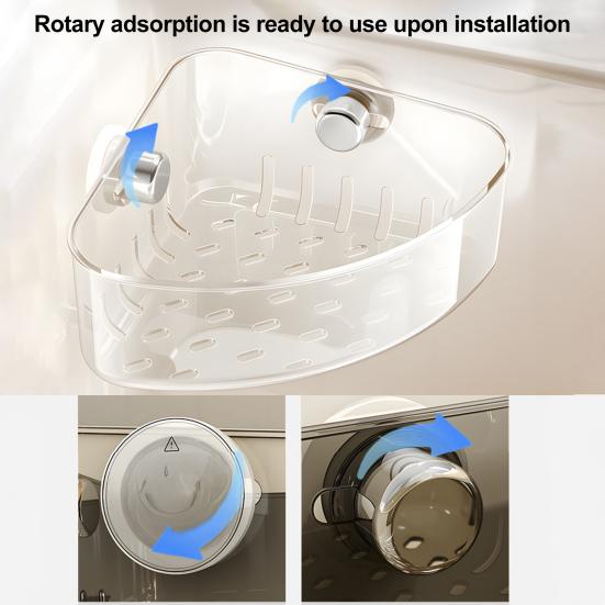 Corner Sink Strainer Sponge Holder Large Capacity Strong Load-bearing Suction Cup Triangle Storage Rack with Drain Hole
