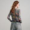 Chuyu Women's Mesh Print Long-Sleeve Top