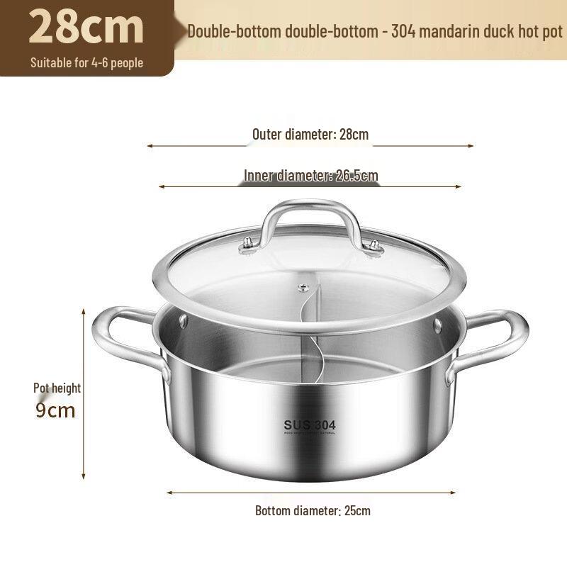 ZISIZ 304 Edelstahl Doppelgeschmacks-Hot Pot