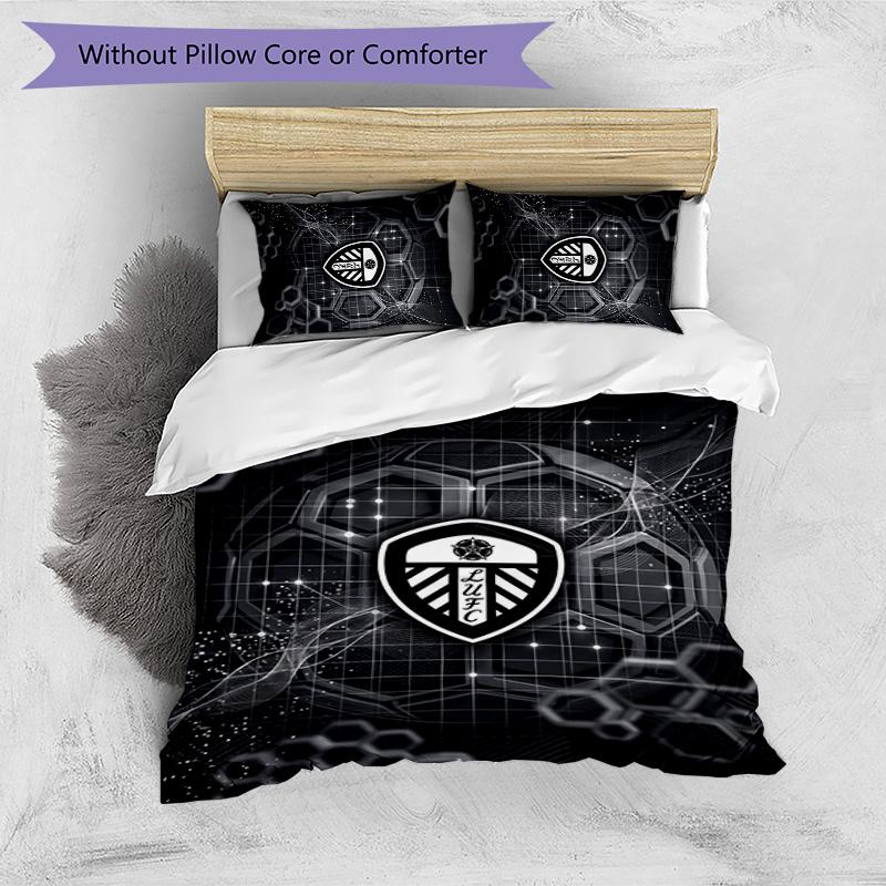 Set Lenzuola Stampa Leeds United Football 3 Pezzi, Comodo Set Copripiumino per Camera da Letto Amico della Pelle