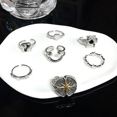 Simple Fashion Cross Star Love Open Ring Cold Wind Personality High Sense Ring Woman