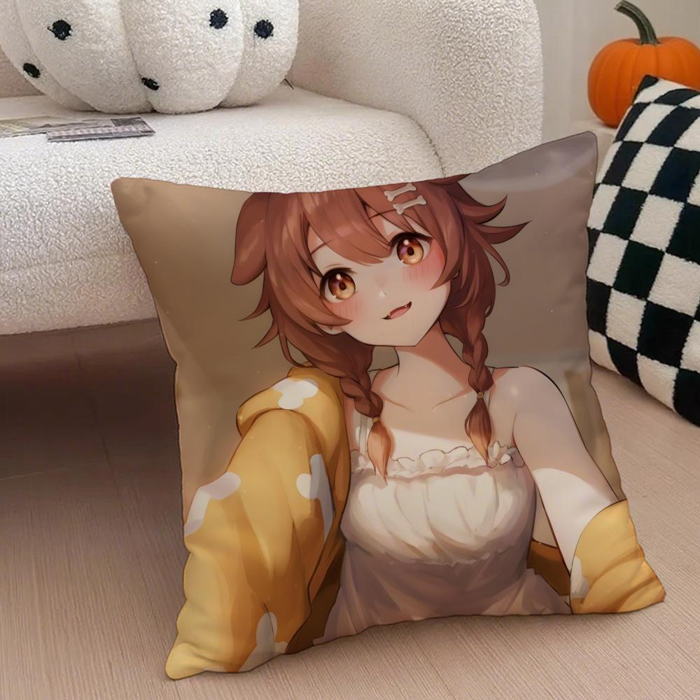 Playful Cute Japanese VTuber IINUGAMI KORONE Cushion Cover Throw Pillow Cover Hidden Button Durable Polyester Chair Cushion