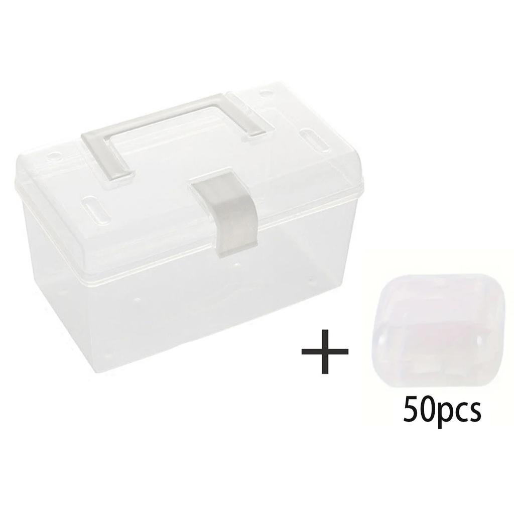 Diamantově malovaná diamantová průhledná úložná krabička - Snadno otevíratelná mini krabička na šperky - Vhodná pro DIY - Prostorově úsporný a přenosný design