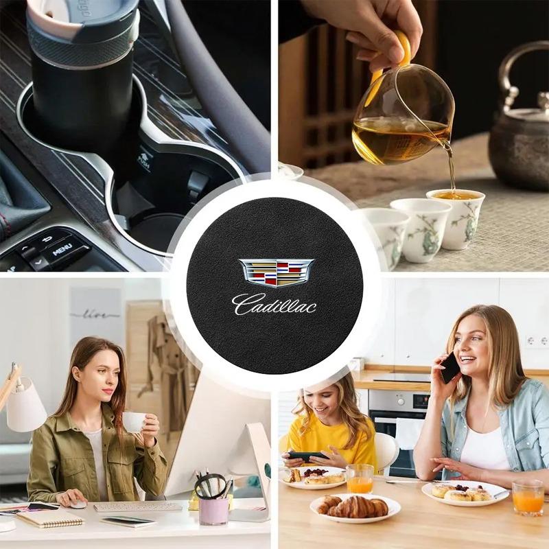 Car Water Cup Pad Non-slip Coaster Accessories For Cadillac CT5 CT6 CTS Seville ATS CT4 XTS Celestiq Ciel Escala SRX XT4 XT5 XT6 XLR ELR Elmiraj EXT