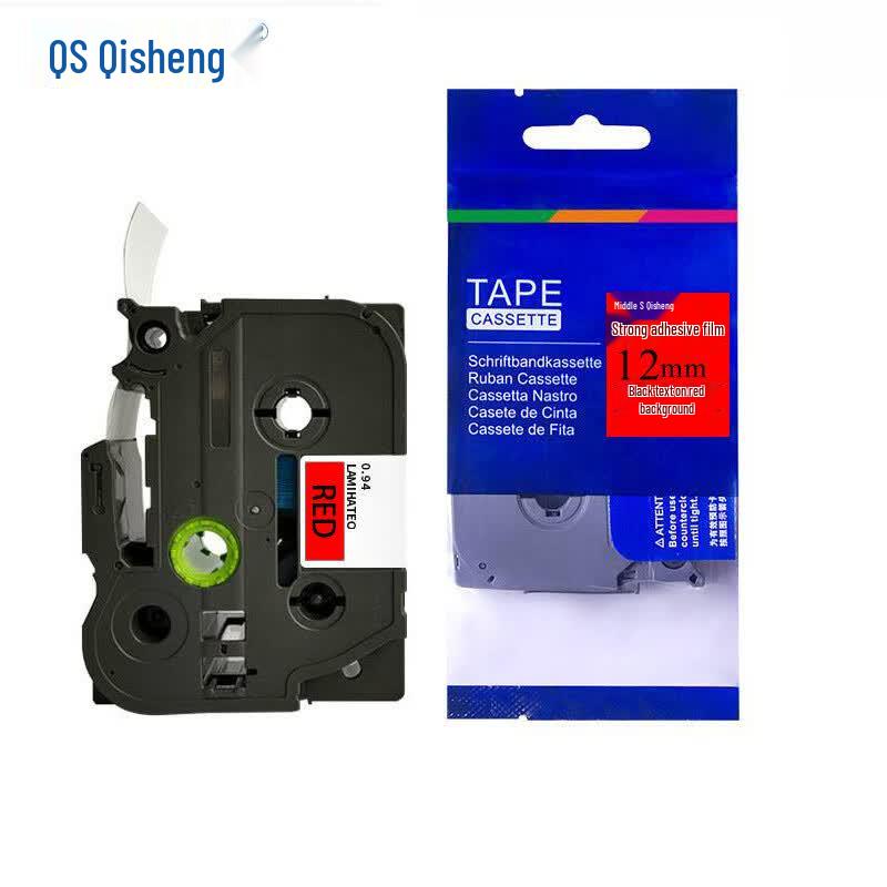 Qisheng TZe-431 Label Tape, 12mm Red/Black