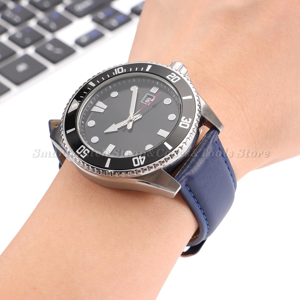 Universal Calfskin Leather Watch Strap Soft Material Watch Band 12/14/16/18/20/22mm Wristbands with Silver Stainless Steel Clasp