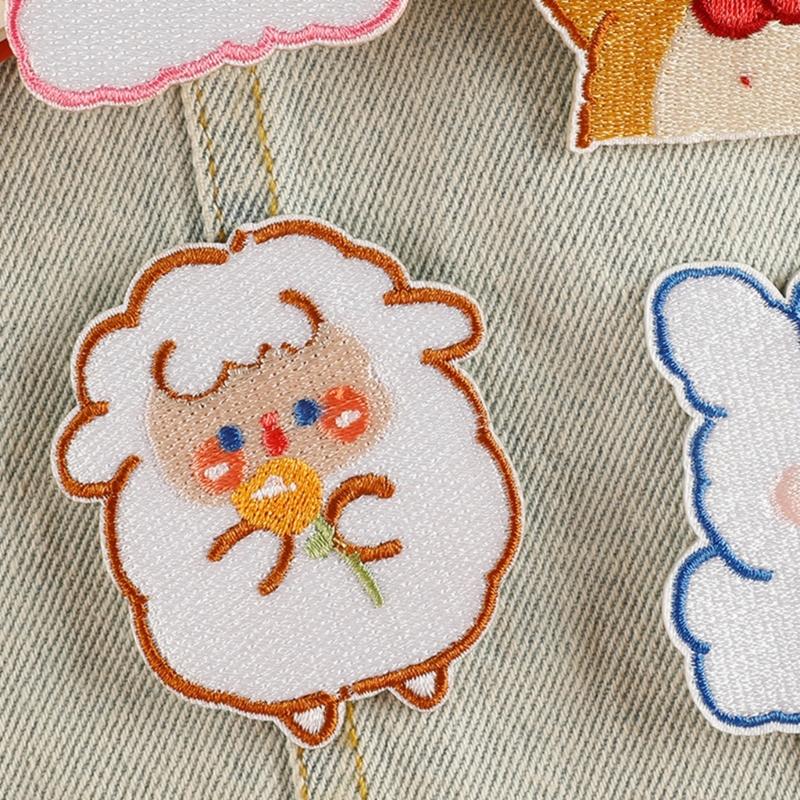 8 Pcs Cartoon Animal Iron On Patches Applique Patches Sheep Repair Patches Embroidery Patches for Clothes Bag Decoration
