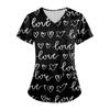 Plus SizePrinted Scrub Working Uniform Tops For Women's Cross V-Neck Halloween Print Short Sleeve Fun T-Shirts Workwear Tee With Pockets