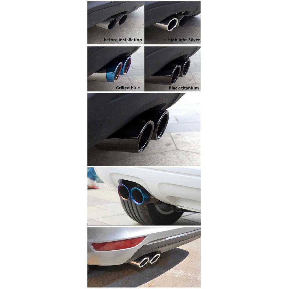 Tubos de Punta de Escape - Para BMW E90 E92 Serie 3 325 328i 2006-2010 - 1 Par Acero Inoxidable Negro Titanio