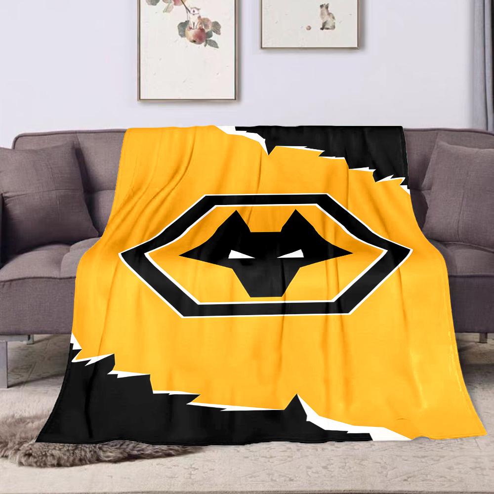 Wolf Head Logo On Orange Background Patterned Flannel Blanket Perfect for the Bedroom Living Room, Sofa, or a Little Nap