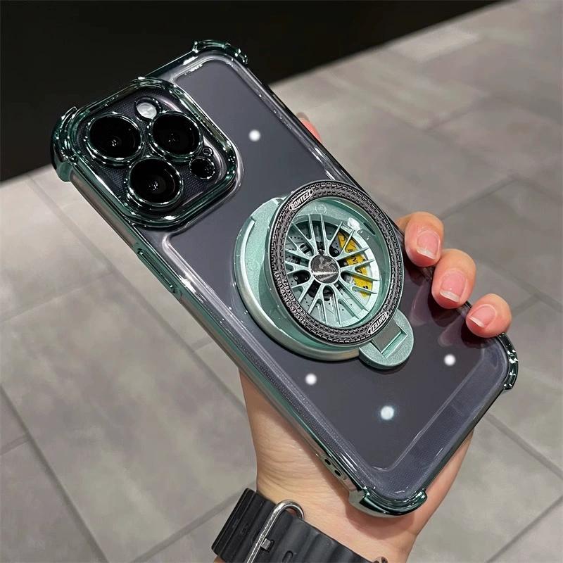 Luxury Plating Fidget Spinner Stand Holder For iPhone 15 14 Plus 13 12 11 Pro Max For Magsafe Wireless Charge Magnetic Cover