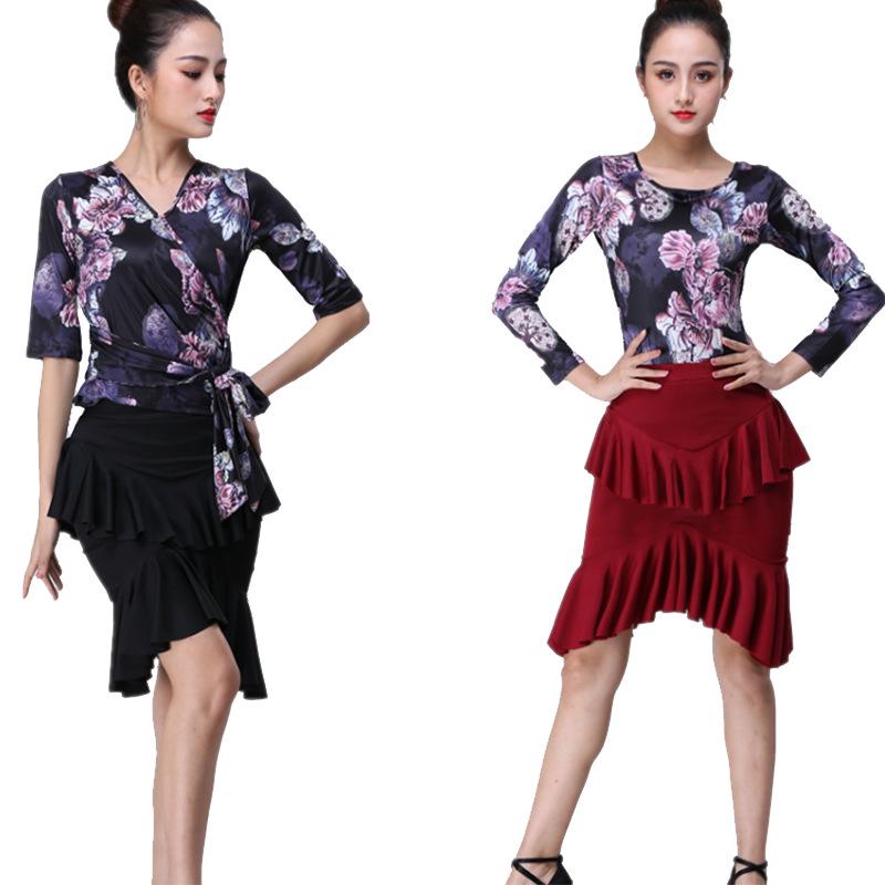 Women's Latin Dance Practice Skirt - Adult Ruffle Hem Performance Wear