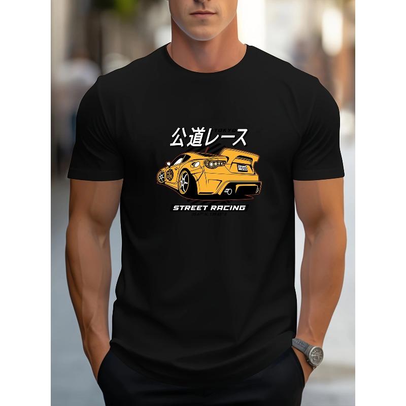 

Men S Trendy Short-Sleeve Casual Sports T-Shirt with Print Design, Comfortable Regular Fit, Round Neck, Suitable for Outdoor Wear 4XL чорний