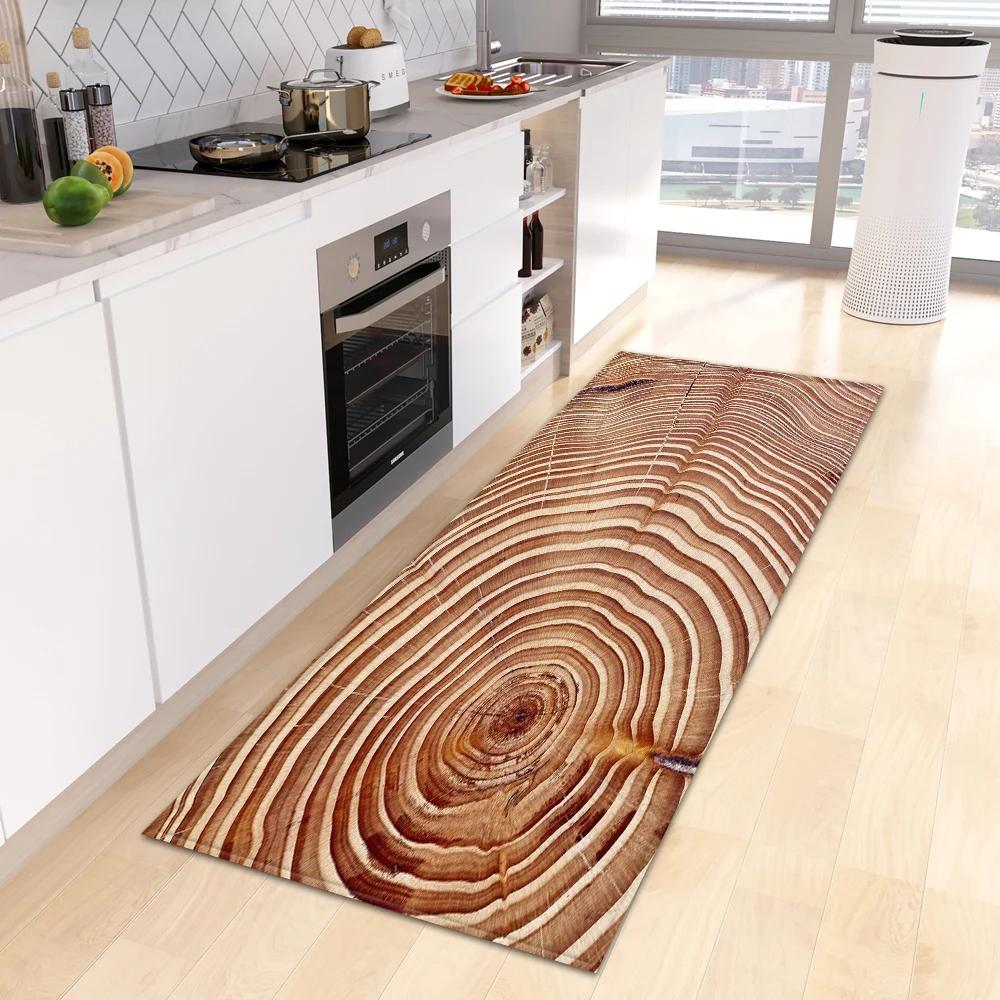 Holzmaserung Küchenteppich Haustür Fußmatte Flur Schlafzimmer Boden Rutschfester Fußteppich Wohnzimmer Bad Balkon Dekorationsmatte 40x60cm 16x24 inch