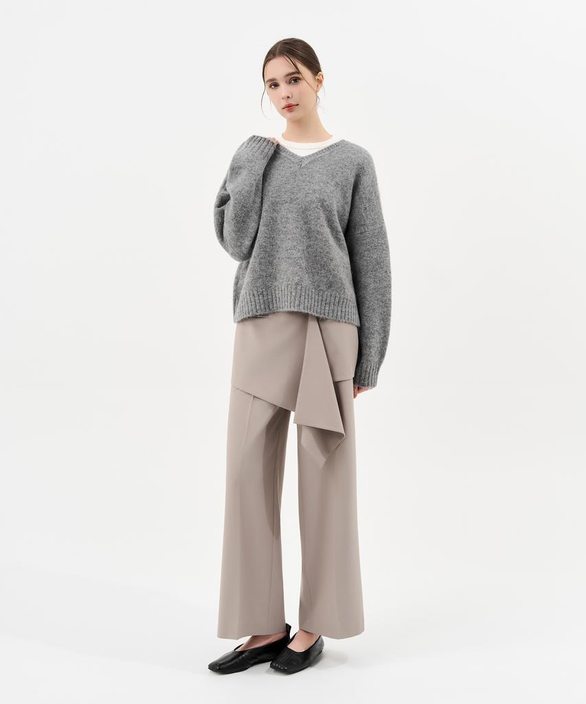 Laneonkyulleoseu Layered Wrap Skirt Pants Set_Ash Beige