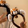 Cartoon 3D Raccoon Plush Headband Cosplay Costume Hairhoop Birthday Party Hairband Women Face Washing Makeup Headpiece