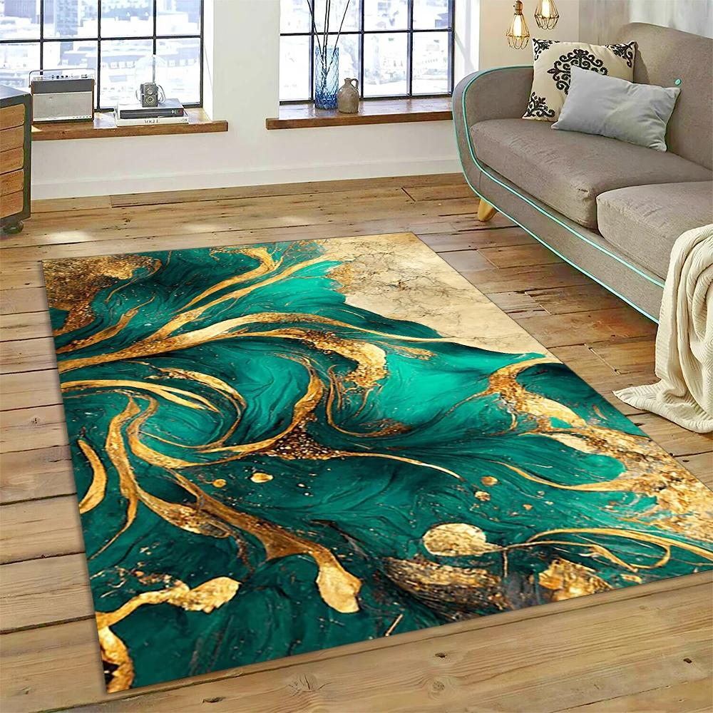 Dream Colour Splendid Marble Gold Nordic Rug for Home Living Room Bedroom Sofa Doormat Kitchen Decor Mat