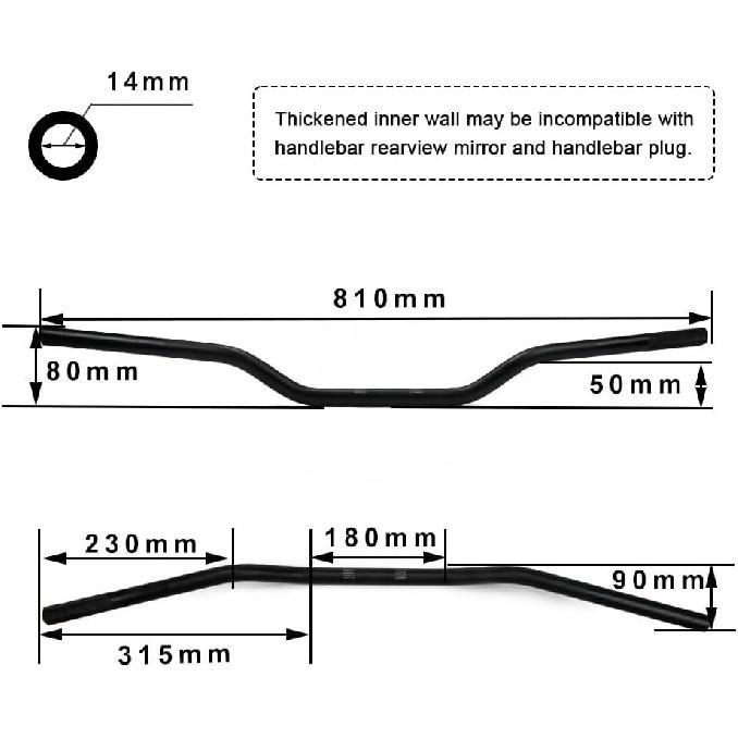 Motorcycle Handlebar 7/8" 22Mm Cafe Racer Handlebars Low Rise Drag Bars Universal For Cafe Race Bobber Motocross Dirt Pit Bike ATV Ebike Mini Bike