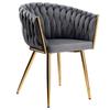 Woven Velour Chair Velvet Upholstered Glamour Metal Gold Legs