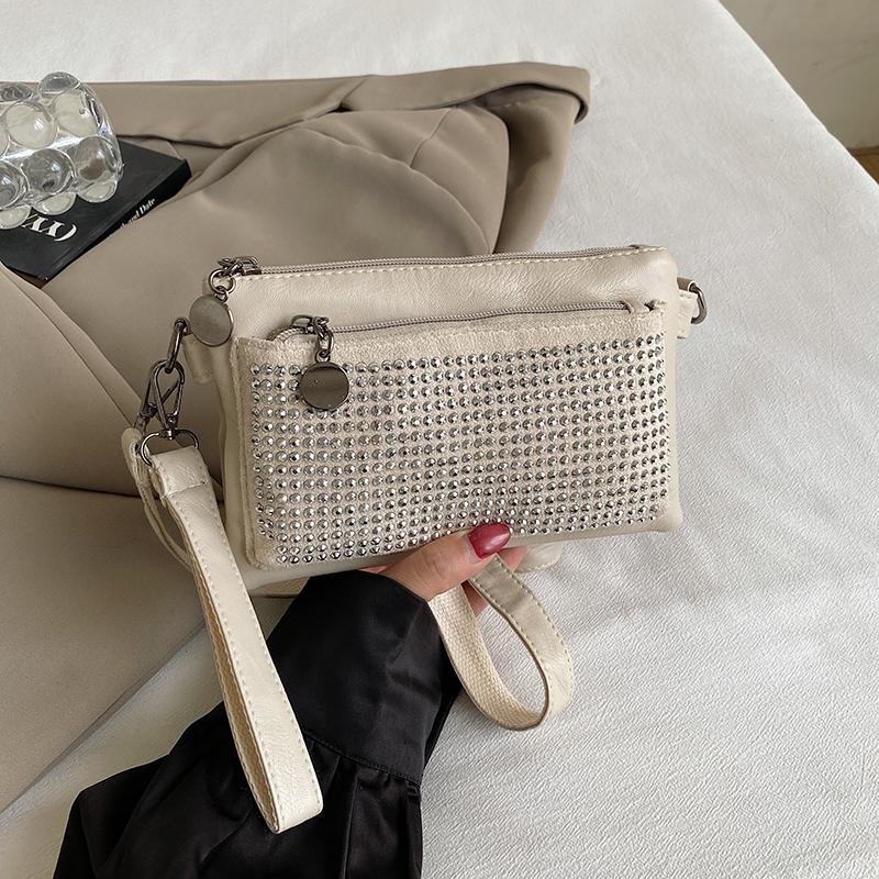 Women's Small Square Bag With Diamonds Shoulder Crossbody Bag