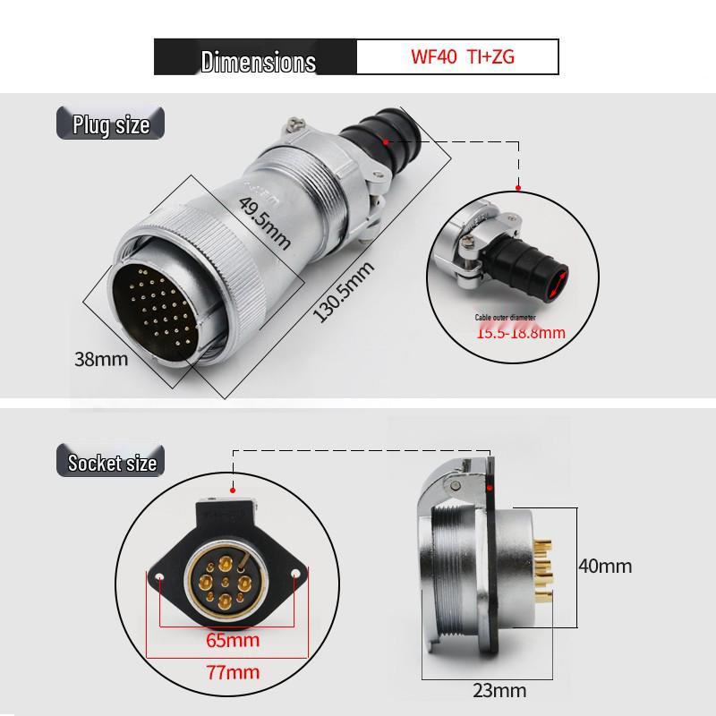 Weipu WF40TIZI Core Waterproof IP67 Aviation Plug Set (Male & Female)