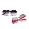 Rimless Glasses Men'S Polygonal Diamond Trimmed Retro Sunglasses Women'S Ins Street Shot Rivet Sunglasses