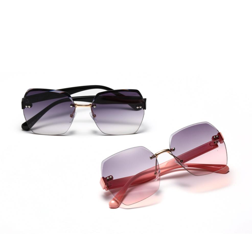 Rimless Glasses Men'S Polygonal Diamond Trimmed Retro Sunglasses Women'S Ins Street Shot Rivet Sunglasses