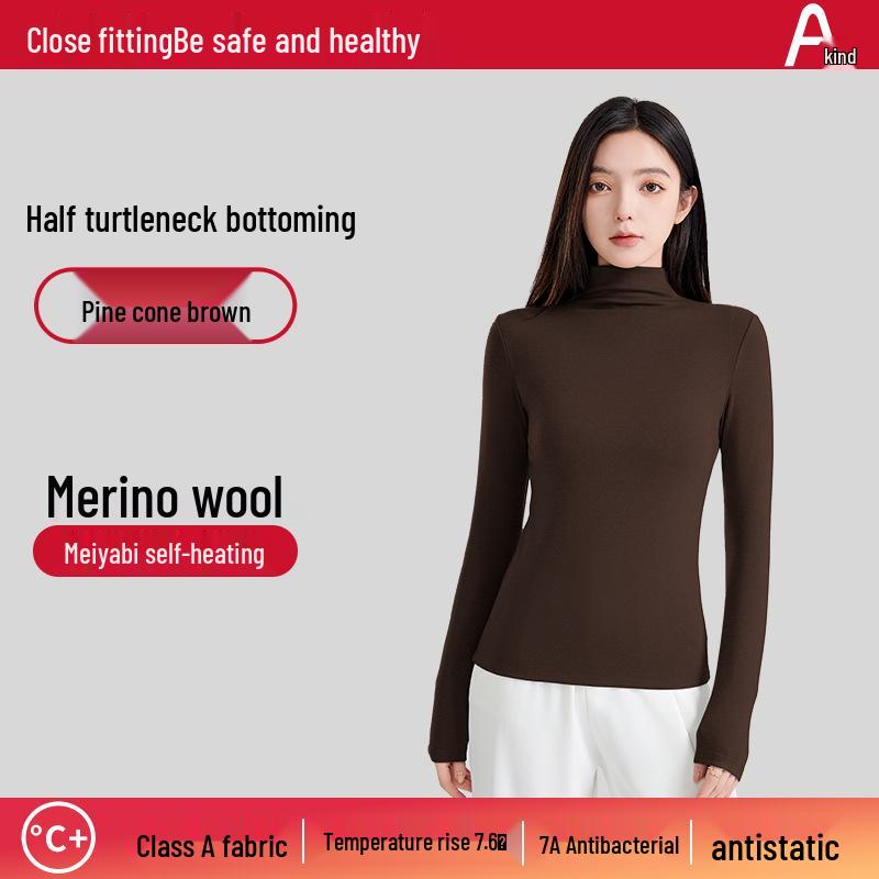 

Женский весенний шерстяной базовый слой с высоким воротом из немецкого бархата - Теплый топ с полувысоким воротом S [Recommended Weight 80-100 lbs]