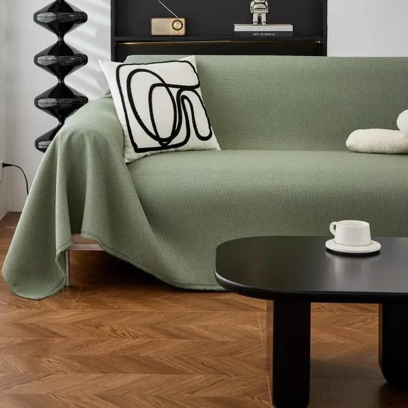 

1 шт. Простой однотонный диван-одеяло, многоцелевой чехол для мебели для гостиной, прочный пыленепроницаемый коврик для домашних животных для мебели 1seater 180x130cm зелёный
