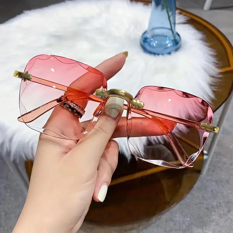 

Квадратные солнцезащитные очки без оправы женские люксовые брендовые дизайнерские летние красные очки модные солнцезащитные очки для мужчин UV400 оттенки Oculos 3PCS