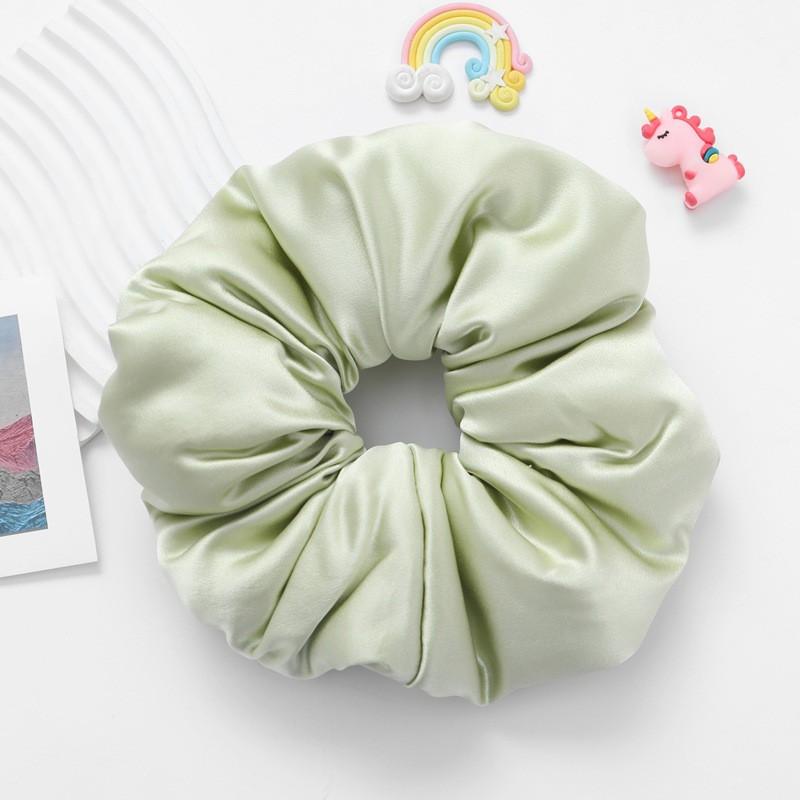 Silk Hair Tie Women 9.5cm Wide Satin Scrunchie With Soft Filling High Elasticity Handmade